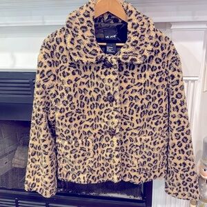Me Jane Leopard Faux Fur Jacket Size Small